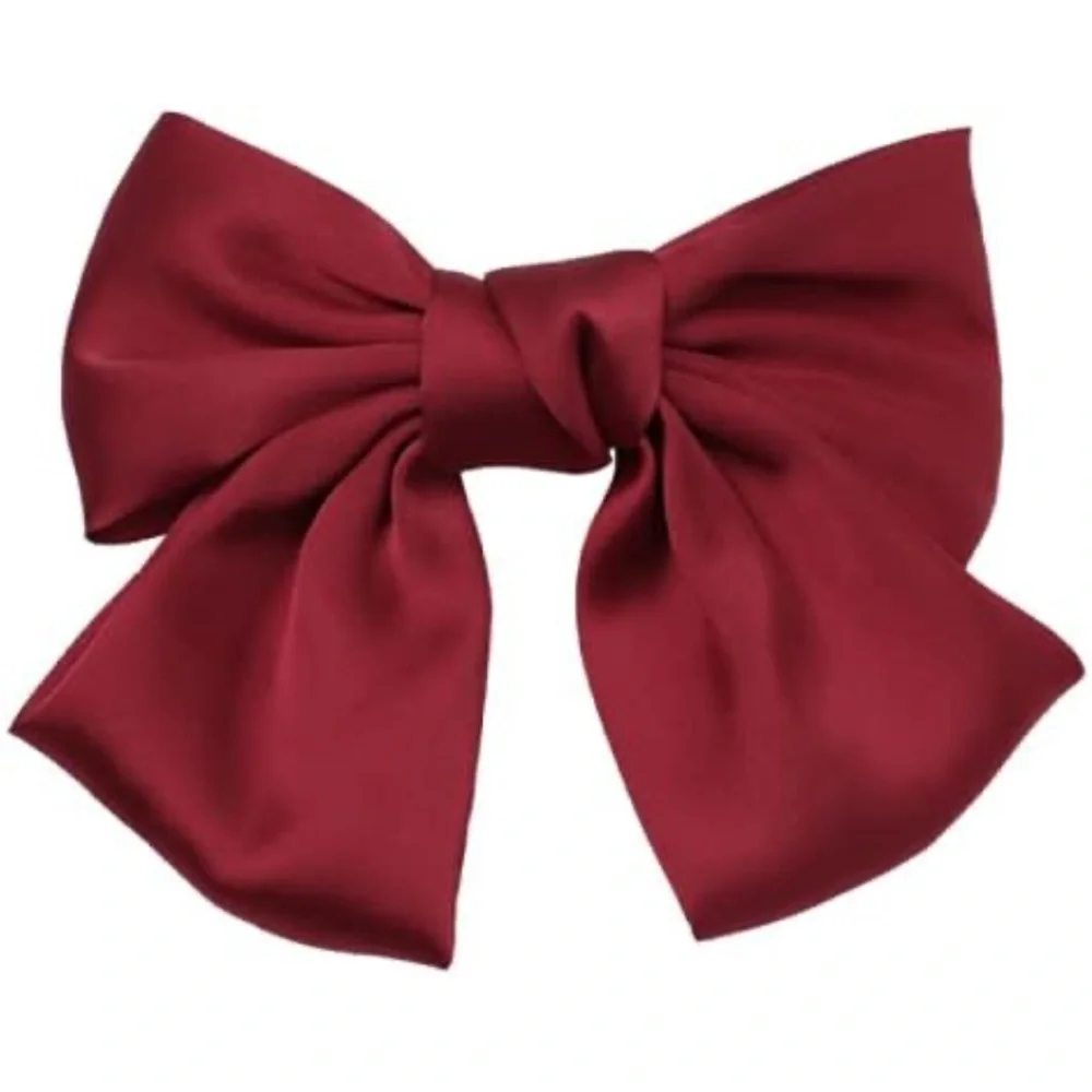 5for$10 Bow Hair Clips Dark Red Large Satin French Snap Ponytail Accessories - Picture 2 of 16